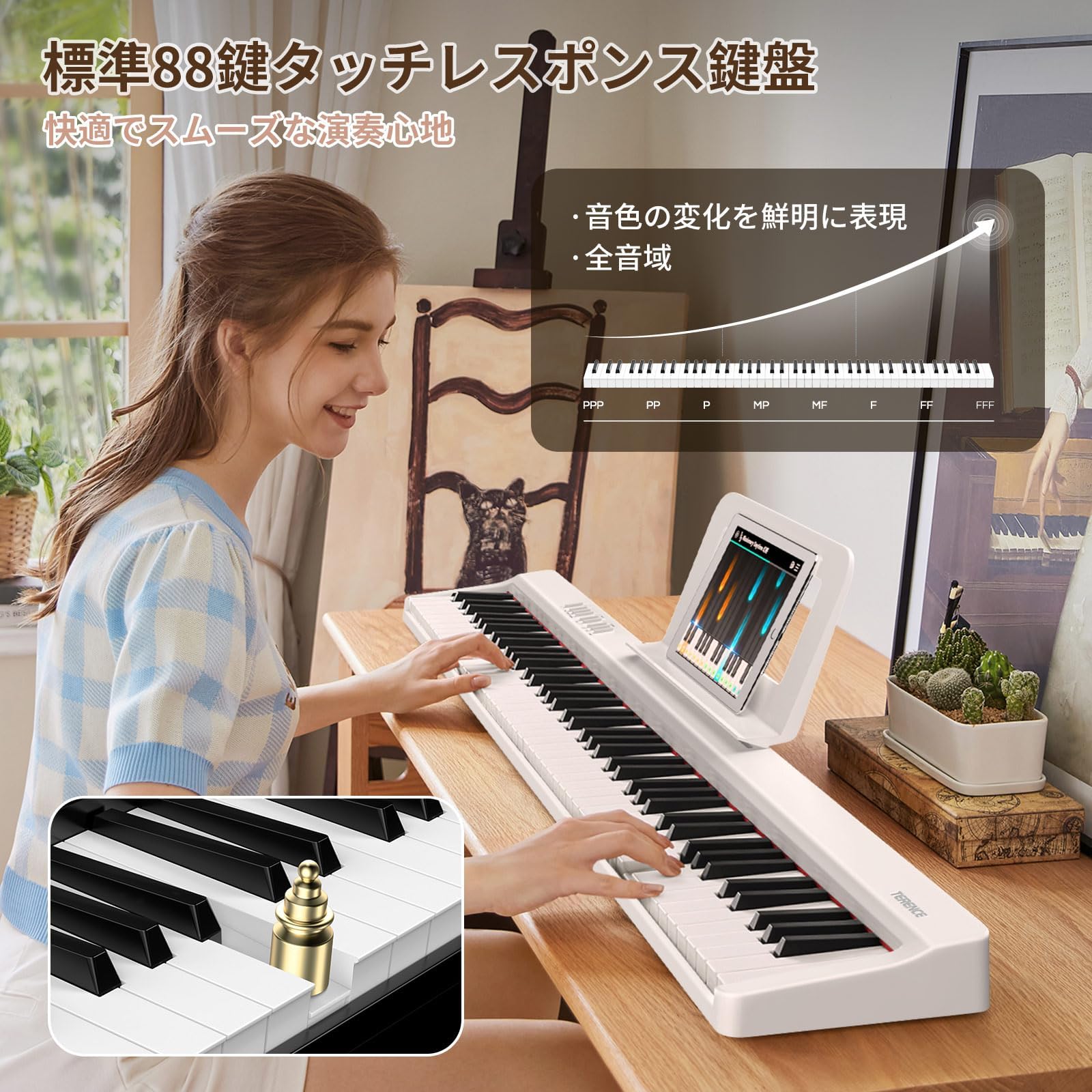 TERENCE V20電子ピアノ 本体 Amazon.co.jp: TERENCE V20 Folding Electronic Piano, 88 Keys, Touch